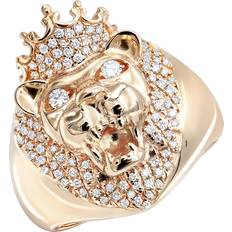 Luxurman King Lion Head with Crown Ring - Rose Gold/Diamonds