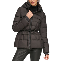 St. John Women's Rope Belted Hooded Puffer Coat - Black