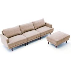 Relaxing Chairs Furniture MCombo Couch with Ottoman Beige Sofa 104.6" 2 3 Seater