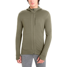 Herren - Skifahren Oberteile Icebreaker Men's Merino Quantum III Long Sleeve Zip Hoodie - Loden