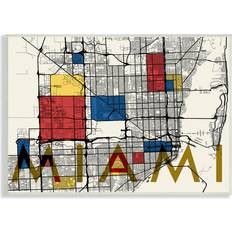 Stupell Miami City Street Grid Abstract Block Shape Inspiration White Framed Art 19x13"