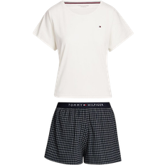 Tommy Hilfiger Original Jersey T-Shirt And Shorts Pyjama Set - Ivory/Desert Sky Grid Check