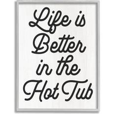 Stupell Industries Life Better In Hot Tub Phrase Gray Framed Art 11x14"