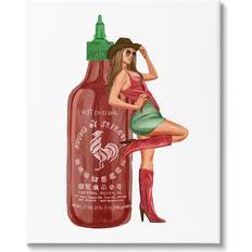Stupell Industries Southern Girl Hot Sauce Bottle Red Framed Art 16x20"