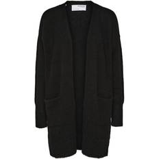 Dame - Polyester Cardigans Selected Lulu Long Knitted Cardigan - Black
