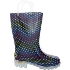 Rain Boots Western Chief Toddler Rainbow Dot Waterproof Glitter Light-Up Shoes - Navy