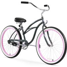 Rims Firmstrong Urban Lady Beach Cruiser Bicycle 2011 - Army Green / Pink Rims / Black Seat /Grips Women's Bike