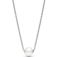Pandora Treated Cultured Collier Necklace - Silver/Pearl/Transparent