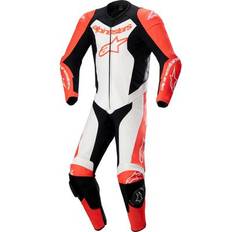 Motorradanzüge Alpinestars GP Force Lurv perforierte 1-Teiler Motorrad Lederkombi, schwarz-weiss-rot, Größe