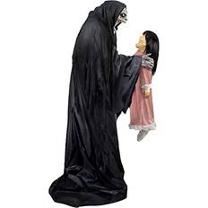 Party Supplies Haunted Hill Farm Soul Sucker Demon Reaper by Tekky, Premium Talking Halloween Animatronic, Plug-In or Battery Black