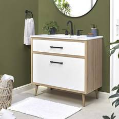 White Oak Bathroom Furnitures modway Maverick 36" Bathroom Vanity Oak