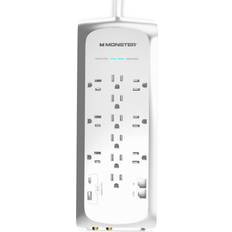 Monster 6ft White Power Strip & Tower Surge Protector Heavy Duty Protection Ideal for Computers & Home Appliances