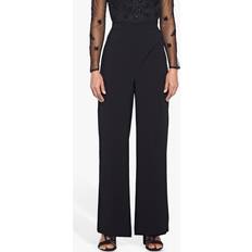 Adrianna Papell Pants Adrianna Papell Crepe Draped-Front Wide-Leg Pants Black