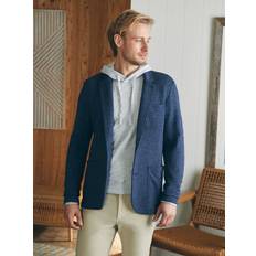 M - Men Blazers Faherty Faherty Men's Inlet Knit Blazer Deep Navy Melange, Medium, Cotton/Polyester/Fabric