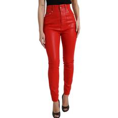 Dolce & Gabbana Red Jeans Dolce & Gabbana Red Cotton High Waist Skinny Denim Jeans IT40