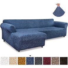 Textiles Microfibra Collection Stretch Sectional Left Chaise Blue