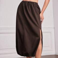 Shein Midi Skirts Shein Womens Solid Color Side Slit Midi Skirt