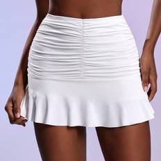 Shein White Skirts Shein Womens Ruffle Hem Sporty Mini Skirt With Pleats