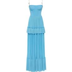 Milla Sky-blue spaghetti strap pleated maxi dress, Garden of Eden