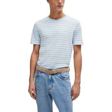 Linen - Men T-shirts & Tank Tops Hugo Boss Men's Horizontal-Stripe T-shirt Open Blue