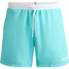 Hugo Boss Starfish Quick Dry Swim Shorts With Logo Print - Turquoise