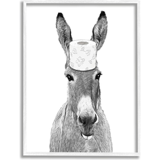 Stupell Donkey Toilet Paper Funny Bathroom Giclee Framed Art