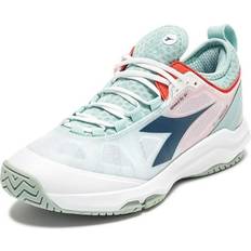 Beige - Women Racket Sport Shoes Diadora Speed Blushield Fly Clay Women's Tennis Shoes White/Blue/Surf Spray