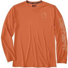 Carhartt Men Clothing Carhartt Men's Force Sun Defender Lightweight Long-Sleeve Logo Graphic T-Shirt Smalledona Orange