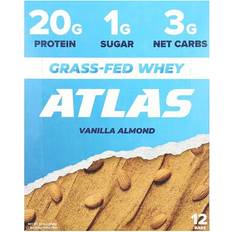 Supplements Atlas Bar, Grass-Fed Whey Protein Bar, Vanilla Almond, 12 12 pcs