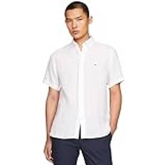 Herren - Leinen Hemden Tommy Hilfiger Regular Fit Kurzarmhemd aus Leinen OPTIC WHITE