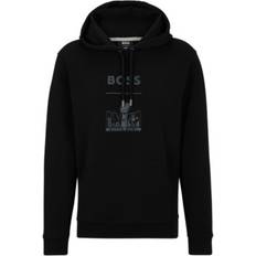 Hugo Boss Men Sweaters Hugo Boss Men's x Nfl Metallic Print Hoodie Dark Gray