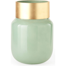 Mercana Minty Green Glass With Gold Metal Top Vase