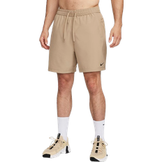 Beige - Men Shorts Nike Men's Form Dri-FIT 7" Unlined Versatile Shorts - Khaki/Black