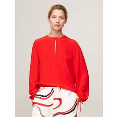 Tommy Hilfiger Red Blouses Tommy Hilfiger Women's Relaxed Fit Keyhole Crepe Blouse Red