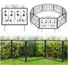 Costway Decorative Garden Fence with 8 Panels Animal Barrier-Black