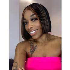 UNice Extensions & Wigs UNice 13x4 Lace Frontal Brown Face Framing Highlights Bob Straight Wig