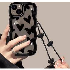Shein Heart Pattern Phone Case With Lanyard for iPhone 15/15 Pro/15 Plus/15 Pro Max