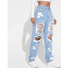 Shein Jeans Shein Ripped Detail Boyfriend Jeans