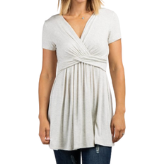 Pink Blush Draped Front Maternity/Nursing Top Beige