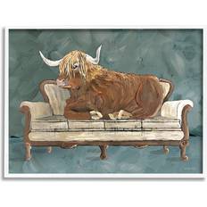 Stupell Industries Shaggy Cattle Resting Living Room Couch White/Green/Gray Framed Art 14x11"
