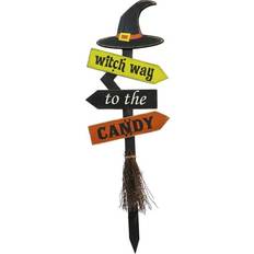 Skeletons Haunted Hill Farm Witch Way to the Candy Wooden Halloween Sign