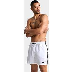 Men - White Swimming Trunks Nike Men's Swim Tape Logo 5" Volley Shorts White