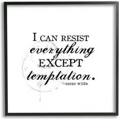 Wall Decorations Stupell Resist Temptation Oscar Wilde Quote Vintage Stain Motif Graphic Black Framed Art