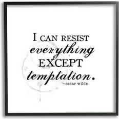 Framed Art Stupell Resist Temptation Oscar Wilde Quote Vintage Stain Motif Graphic Black Framed Art