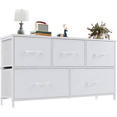 Fabric Chest of Drawers OLIXIS 5 Organizer Closet White Chest of Drawer 39.4x20.9"