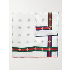 Hvite Brystlommetørklær Gucci Printed Silk-Twill Pocket Square Men White