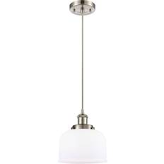 Innovations Lighting Large Bell Brushed Satin Nickel/Matte White Pendant Lamp 8"