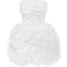 Milla Appliquéd organza white mini dress