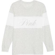 PINK Oversized Long Sleeve Tee - Heather Stone Grey