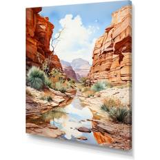 Design Art Canyon Stream Minimalism Charm I Multicolour Framed Art 16x32"